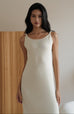 Don't leave twisty cooling knit dress in beige