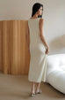Don't leave twisty cooling knit dress in beige