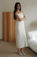 Don't leave twisty cooling knit dress in beige