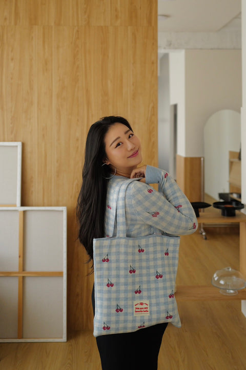 Valentine's Day Cherry Blossom Knit Tote Bag