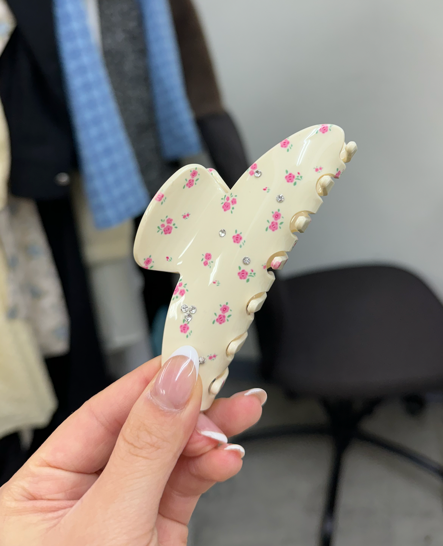 粉碎花米色抓夾