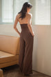 Beach wedding chiffon jumpsuits in brown